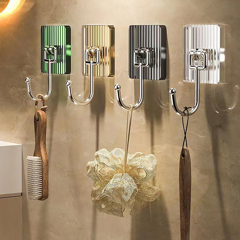 Luxury Hook Stainless Steel Kitchen Bathroom Hook Non-Perforated Metal Hook Strong Traceless Door Self-Adhesive Hanging Hook
