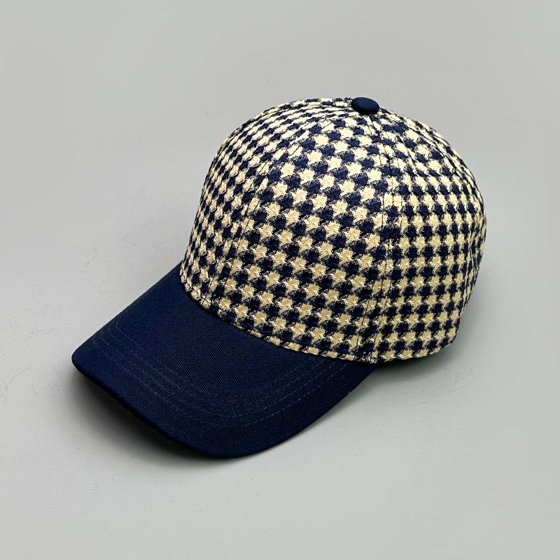 Houndstooth Color Block Baseball Cap Cotton New Men Women Sunscreen Check Versatile Fashion Casual Ventilate Street Retro Casual