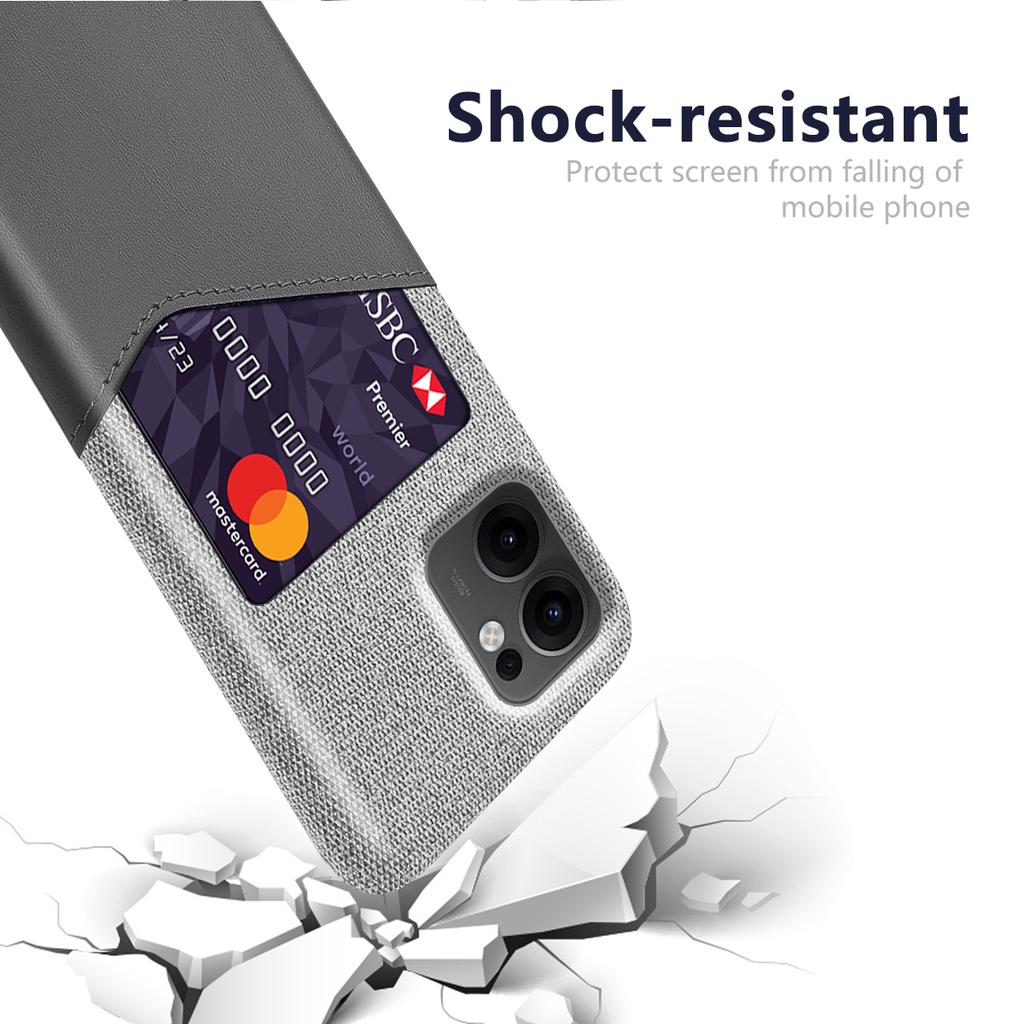 Für Oppo Reno13 F 5G (Reno 13 FS 5G)/4G Hülle PU-Leder Stoffstruktur Harte PC-Handyhülle mit Kartenhalter