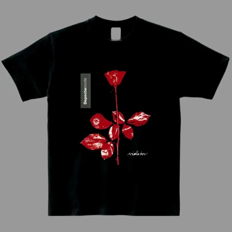 2025 Depeche Mode Rock Short Sleeve Rose Men's and Women's T-shirts Punk American Hip Hop Cotton Tshirts High Quality T-shirt