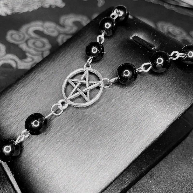 Rose Inverted Cross & Five-Pointed Star Pendant Necklace