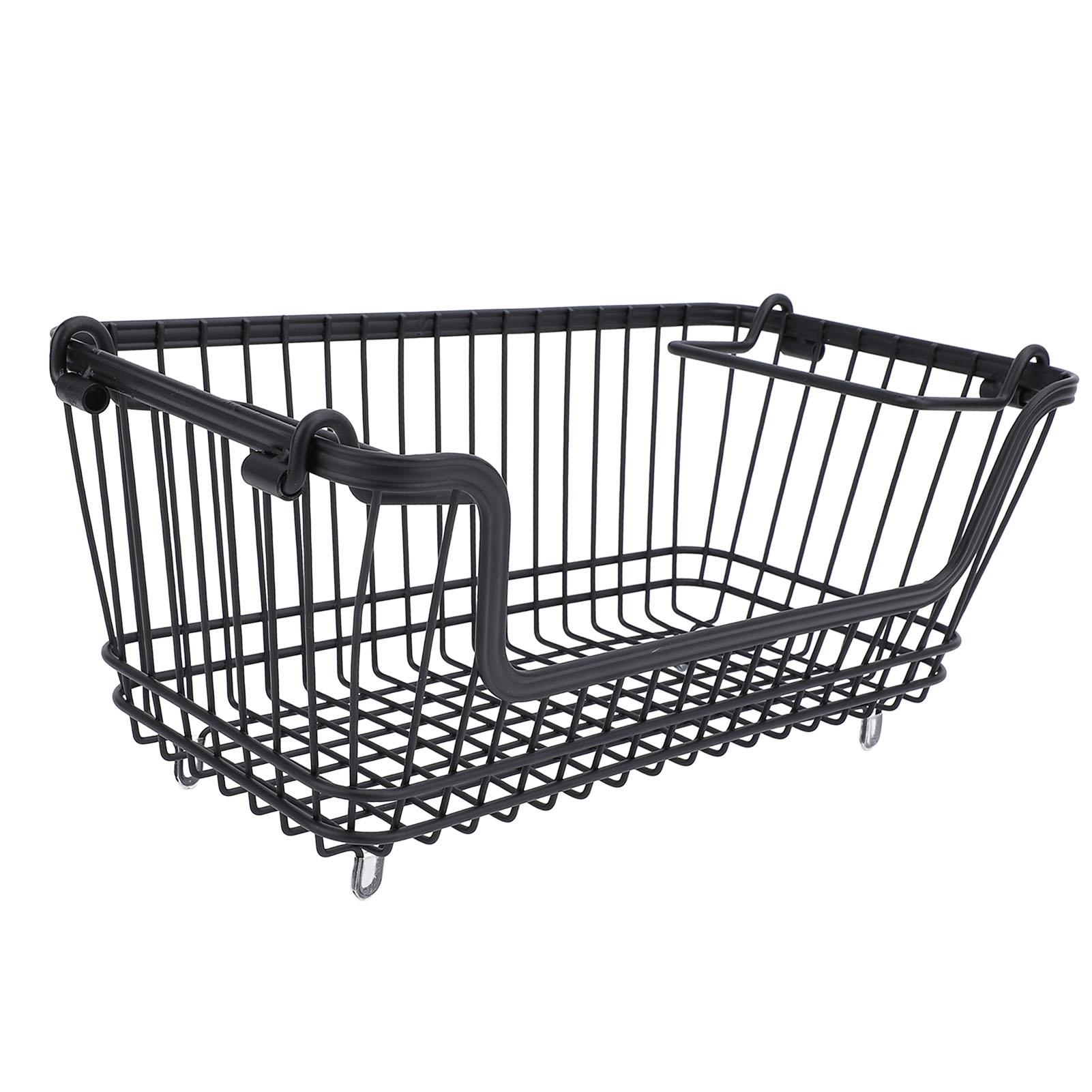 

Freezer Basket Stackable Open Front Wire Storage Bin with Foldable Handle for Vegetable Fruit Snack