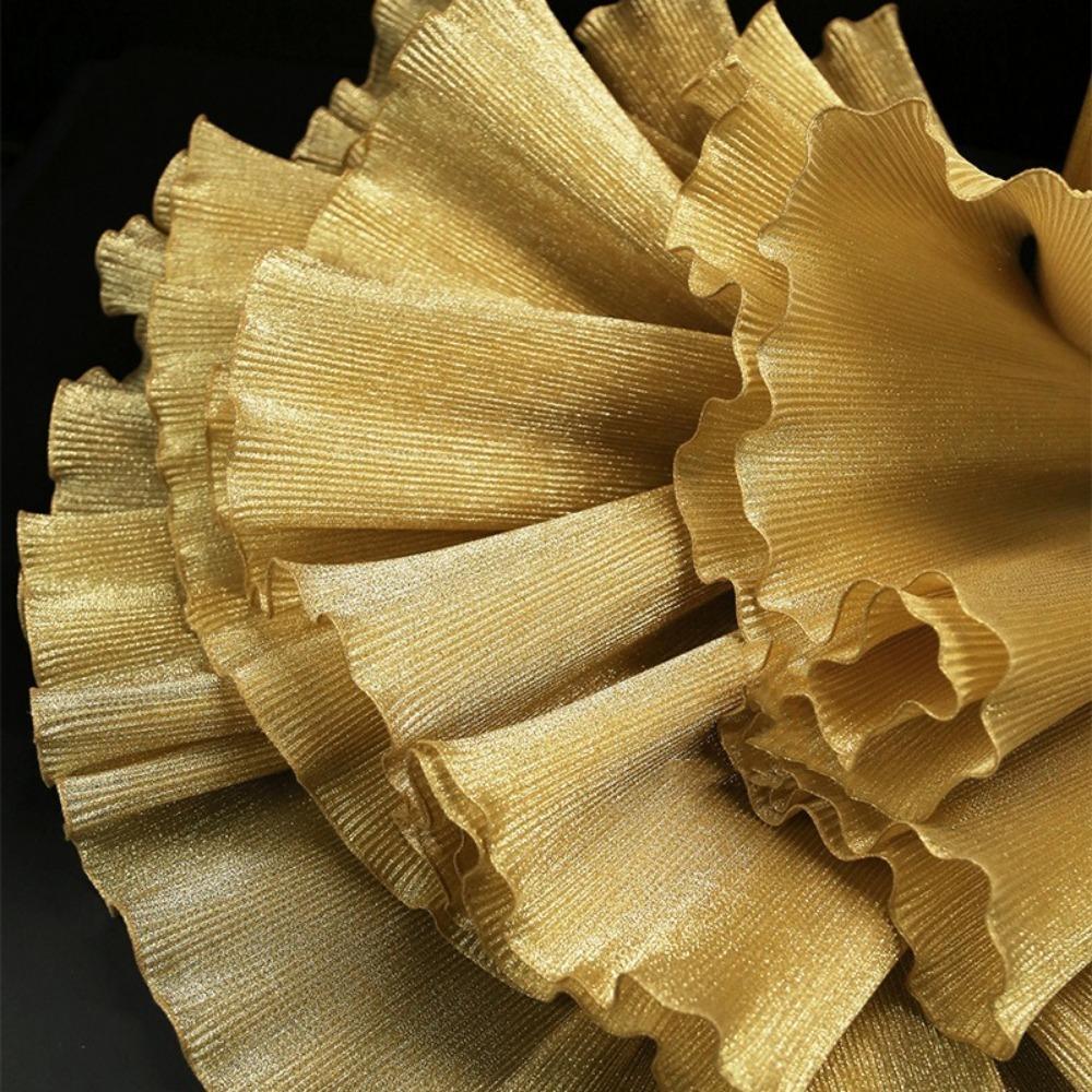 2025 Metallic Beaded Lace Ruffles DIY Wave Edge Stiff Wave Fabric Design Fabric For Stage Dress Performance Clothing