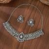 Retro Teardrop Gemstone Earrings Necklace Set High-end Diamond-encrusted Dress Accessories