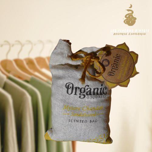 Bougie - ORGANIC - Bois De Santal - Parfum Boisé - Sachet Parfumé - Utilisation Intérieure