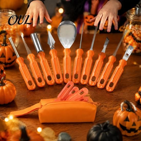 Fruit And Vegetable Carving Set Halloween Pumpkin Tools Kit, Stainless Steel Blades Anti-slip Cutter Handles Cutters, Manual DIY Jack-O-Lanterns