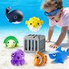 Jucării de scufundare pentru piscină pentru copii, Joc de piscină pentru înot și scufundare, Set de joacă pentru baie pentru copii mici cu cutie cu pești și animale plutitoare