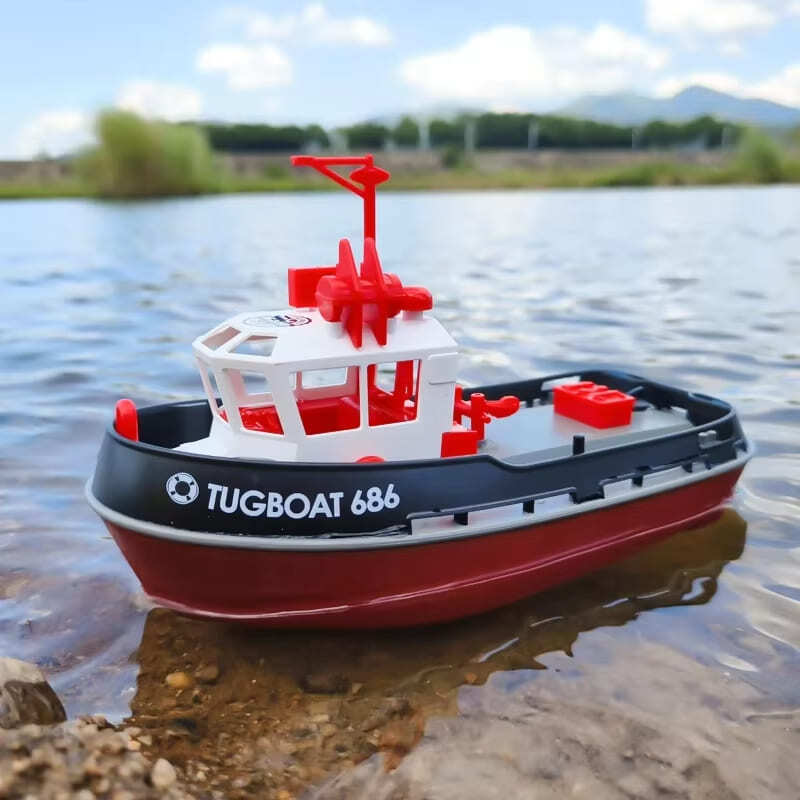 New RC Boat 2.4G Powerful Dual Motor Long Distance Wireless Power Remote Control Tugboat Model Suitable for Boys Gift Children's Toys