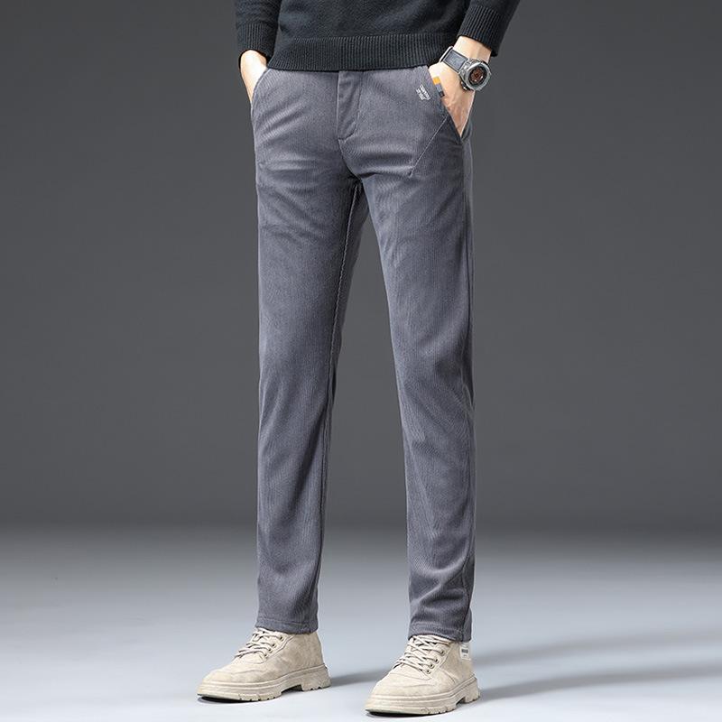 

Мужские повседневные брюки из эластичного вельвета - удобные брюки на весну/осень 34 (160 lbs) темно-серого