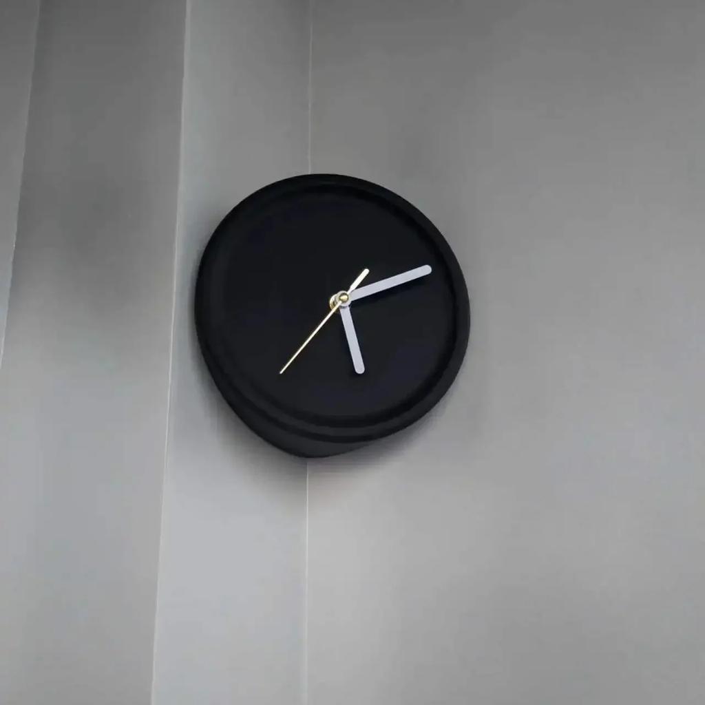 3D Printed Corner Wall Clock Decor Free Punching Silent Watch with Cover Hole Simple Modern Artistic Living Room Decoration