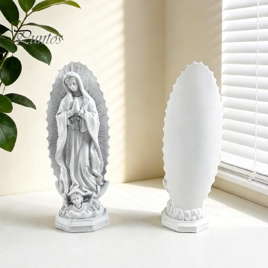 Unique Bookcase Accents Our Lady of Guadalupe Religious Statue, Virgin Mary Figurine, Resin Sculpture, Statement Piece for Cabinet Inspirational