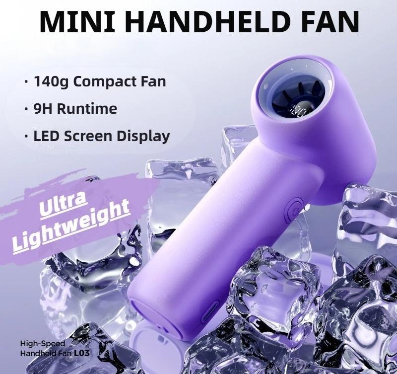 Turbo Fan Portable Handheld 5 Gear Wind Battery Operated Up To 10 Working Hours Cooling Fan for Outdoor Travel Beach