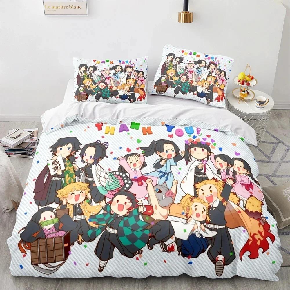 Anime Demon Slayer Kamado Tanjirou Bedding Set Duvet Cover Bed Set Quilt Cover Pillowcase Comforter King Queen Size Boys Adult S