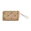New COACH Double Zip Wallet Coated Canvas With Smooth Leather Clutch Wallet Women's Light Khaki 91835-IME7V