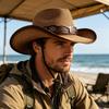 Chapeau de Soleil Cowboy à Large Bord, Protection UV + Aspect Vintage Usé, Idéal pour les Activités en Plein Air/Voyage/Camping/Usage Quotidien