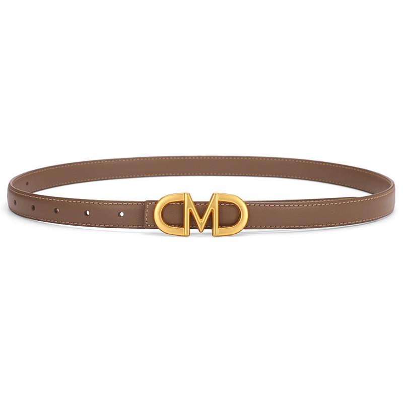 Womens Slim Leather Belt With M-Shape Alloy Buckle Casual Office Jeans Skirt Waistband