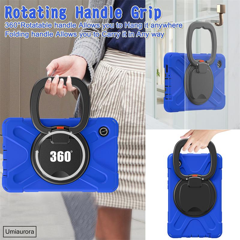 For Samsung Tab A7 A8 A9 A11 Plus SM-X230 X210 X200 T220 S6 Lite 10.4" Shockproof Tablet Case Pull Ring Stand Strap Rugged Funda