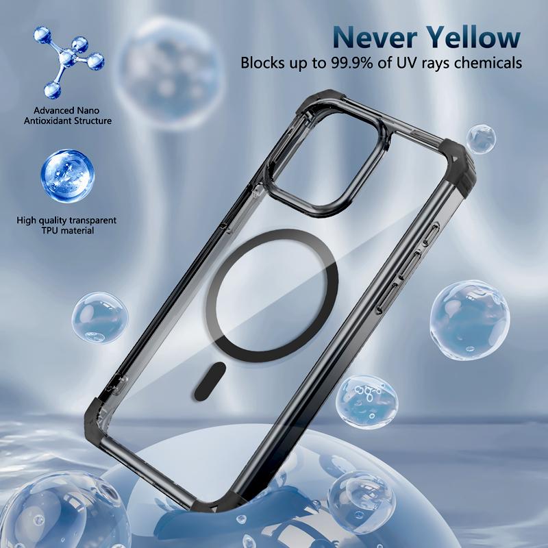 Shockproof Armor Transparent Case For iPhone 17 16 15 14 13 12 Pro Max Plus 15Pro IPhone15 for Magsafe Mag Safe Charge Cover