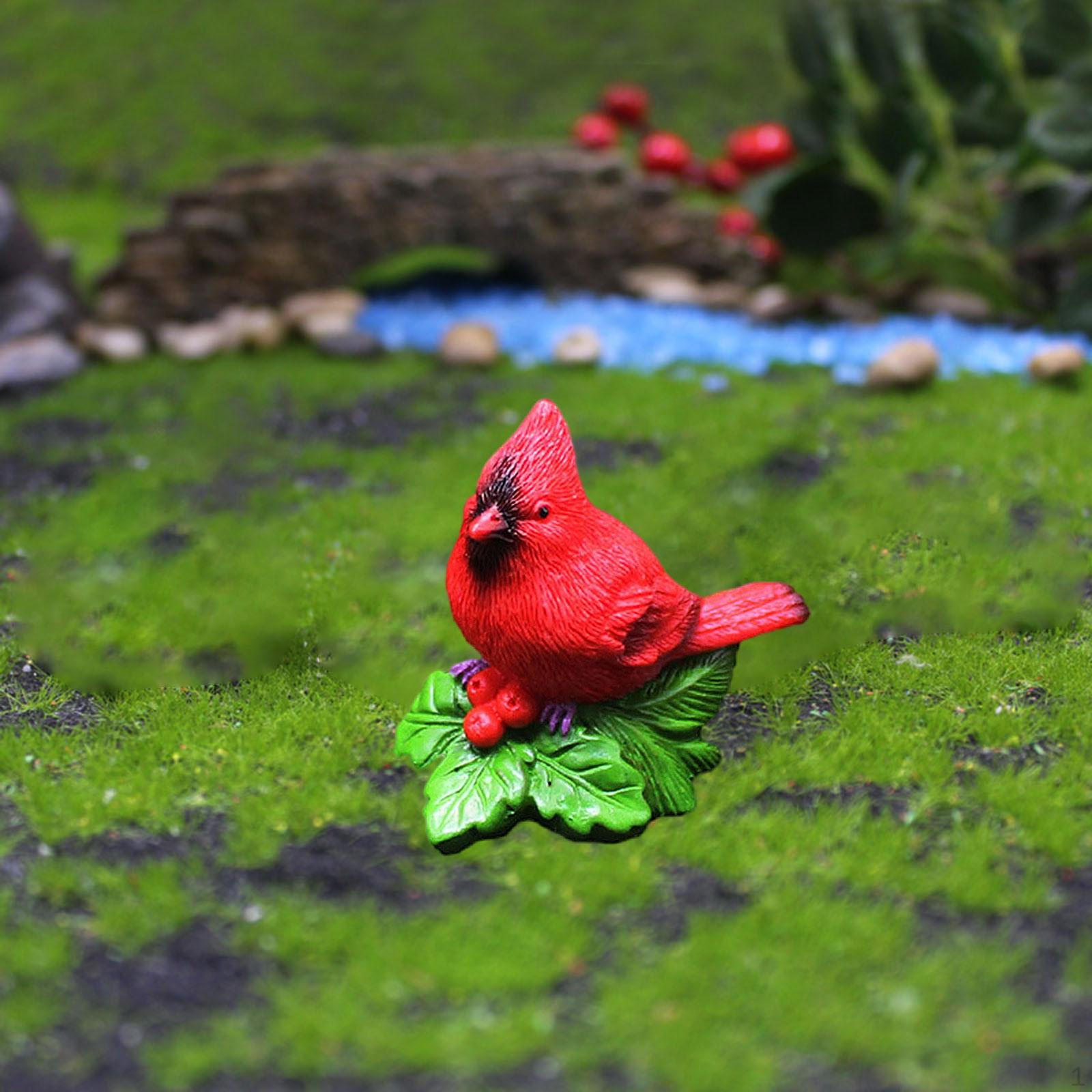 

Bird Figurine Animal Sculpture Red Statue Christmas Ornament for Lawn Balcony 1PC