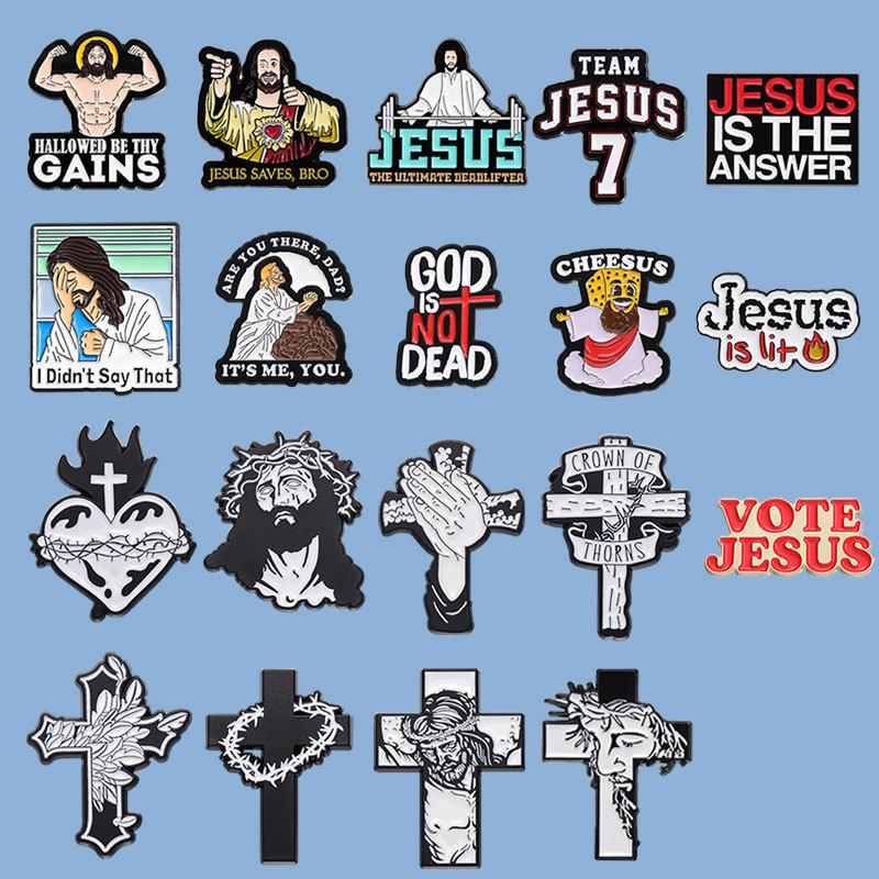 Cross Stylish Vintage Designed Brooches Unique Geometric Black And White Pins