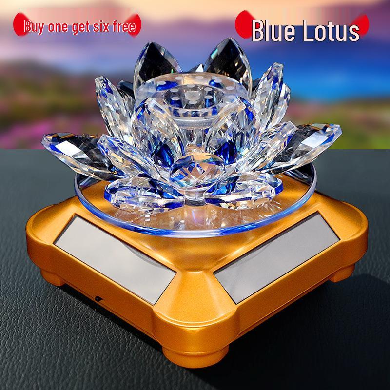 Rotating Crystal Lotus Solar Car Air Freshener & Aromatherapy Ornament
