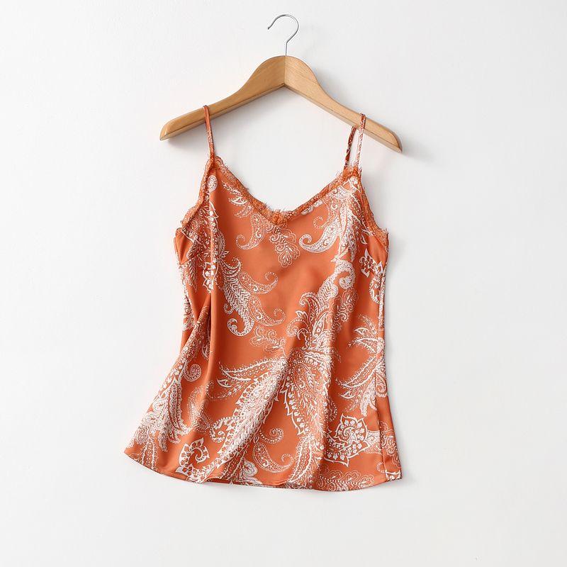 Export Foreign Trade Original Order Elegant Silky Satin Satin Lace Inner Match Women's Camisole Plus Size