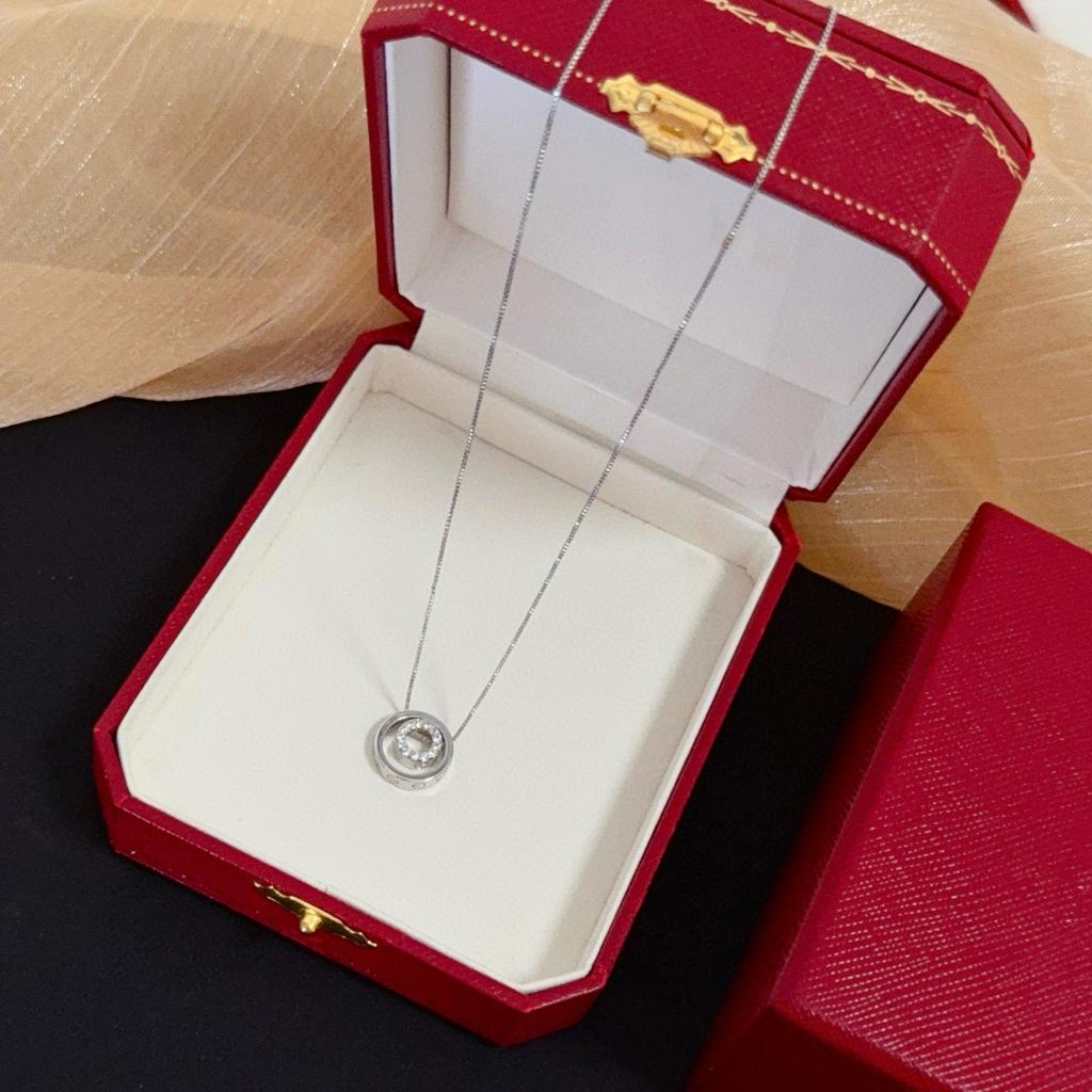 Colar com Pingente de Diamante Duplo Anel Uso Diário, Presente Banquete Material Hipoalergênico Presente de Aniversário