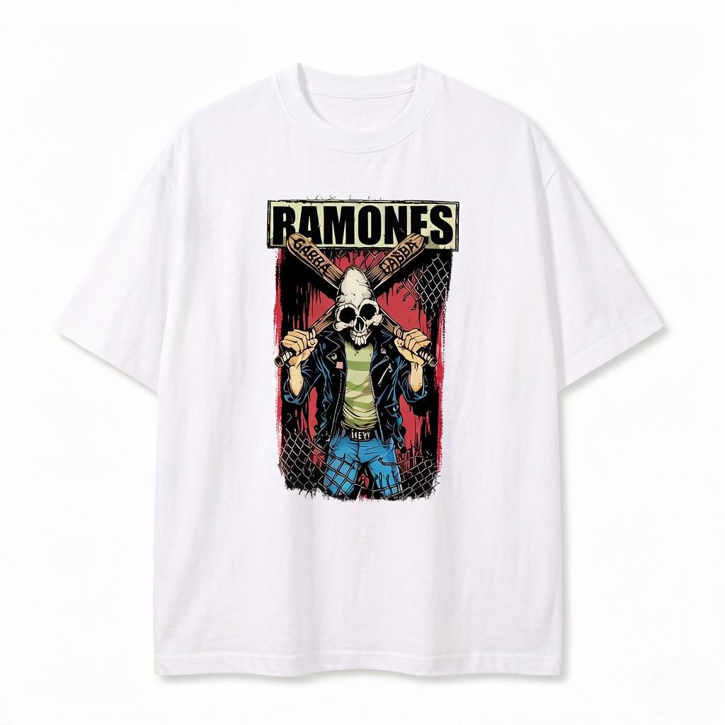 

RAMONES The Ramones Band Small Design Retro American Street Punk Drop Shoulder Rock Unisex and Women Short Sleeve Tshirt L