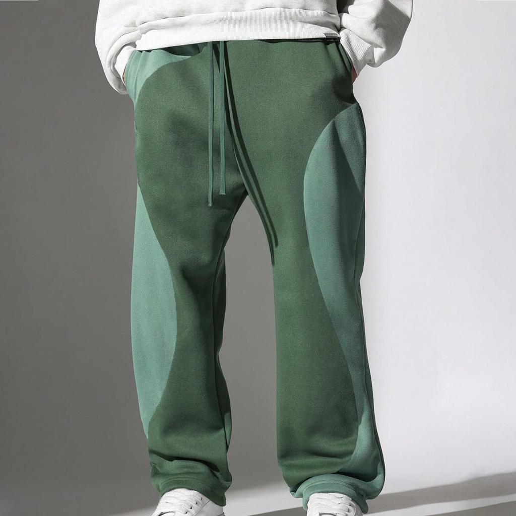 Pánské tepláky s poutky, ležérní kalhoty s barevně blokovanou linií, pánské volné kalhoty