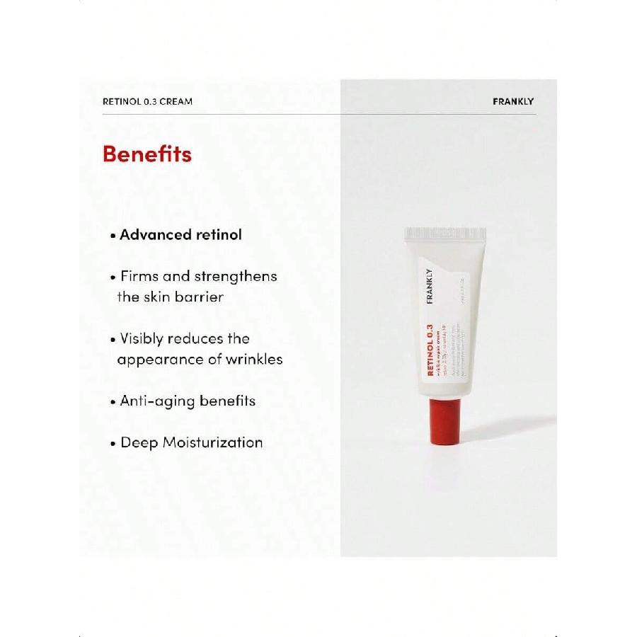 Crème FRANKLY Rétinol 0,3% - 20ml | Crème de nuit puissante intensive au rétinol enrichie en rétinol 0,3%, céramides fortifiants pour la peau