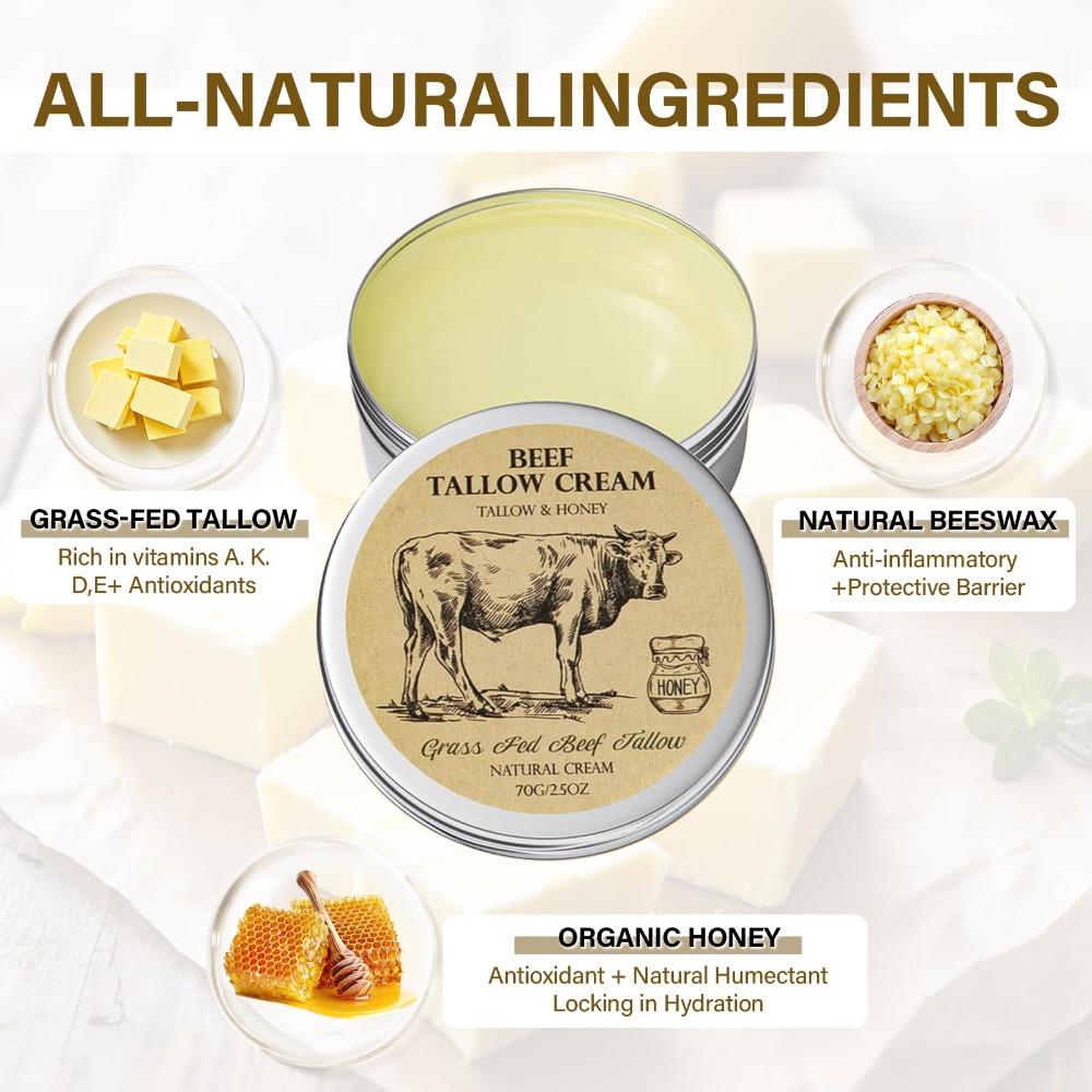 Natural Organic Beef Tallow Balm Whole Body Care Raw Honey Moisturizing Cream  For All Skin Types
