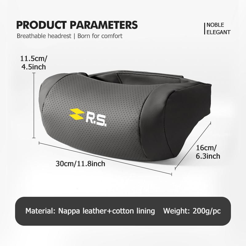 Car Neck Pillow Leather Head Support Protector Backrest Cushion For Renault RS Kadjar Captur Clio Megane 2 3 4 RS Koleos Logan R111