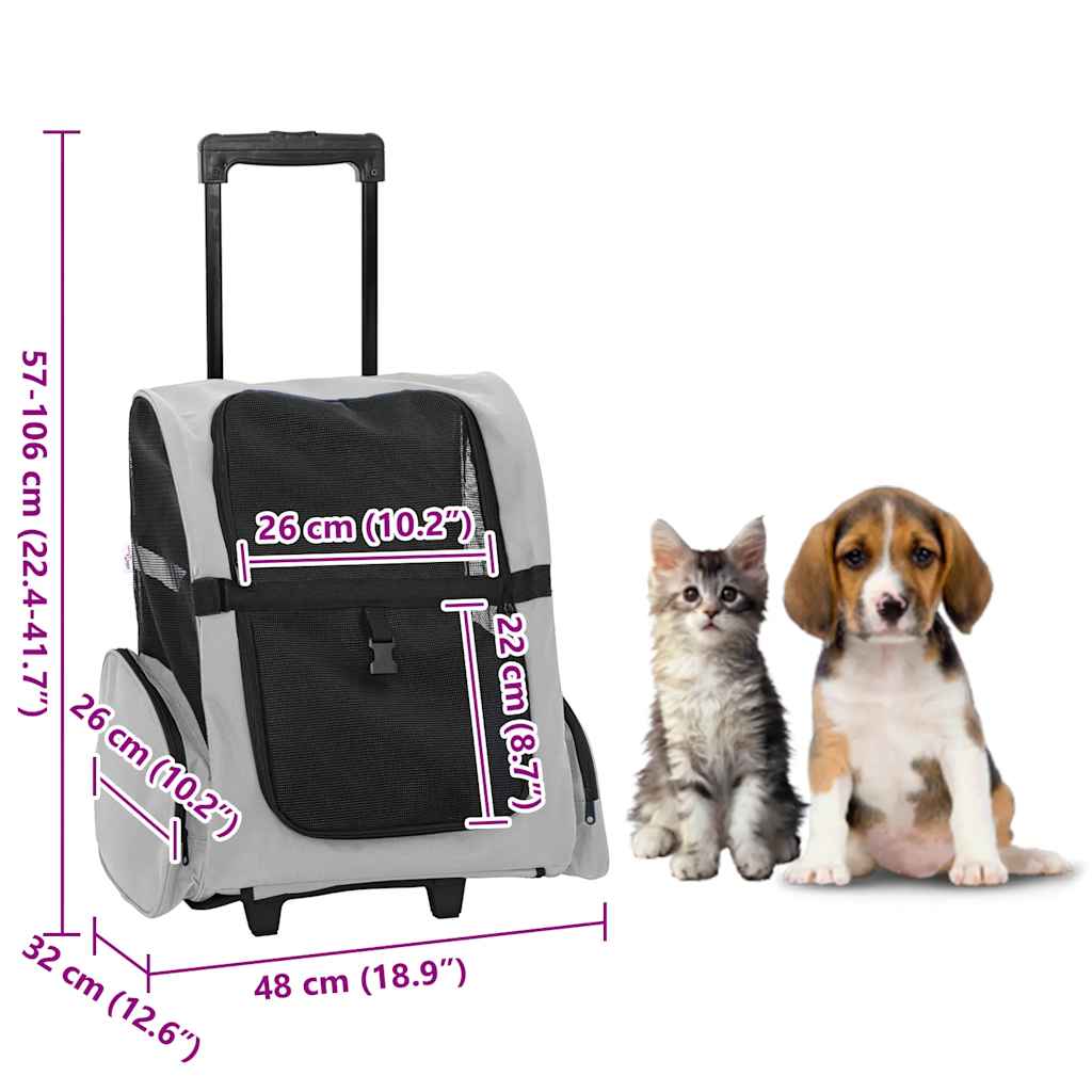 3 In 1 Pet Trolley Gray 48 X 32 X (57 106) Cm Oxford Fabric