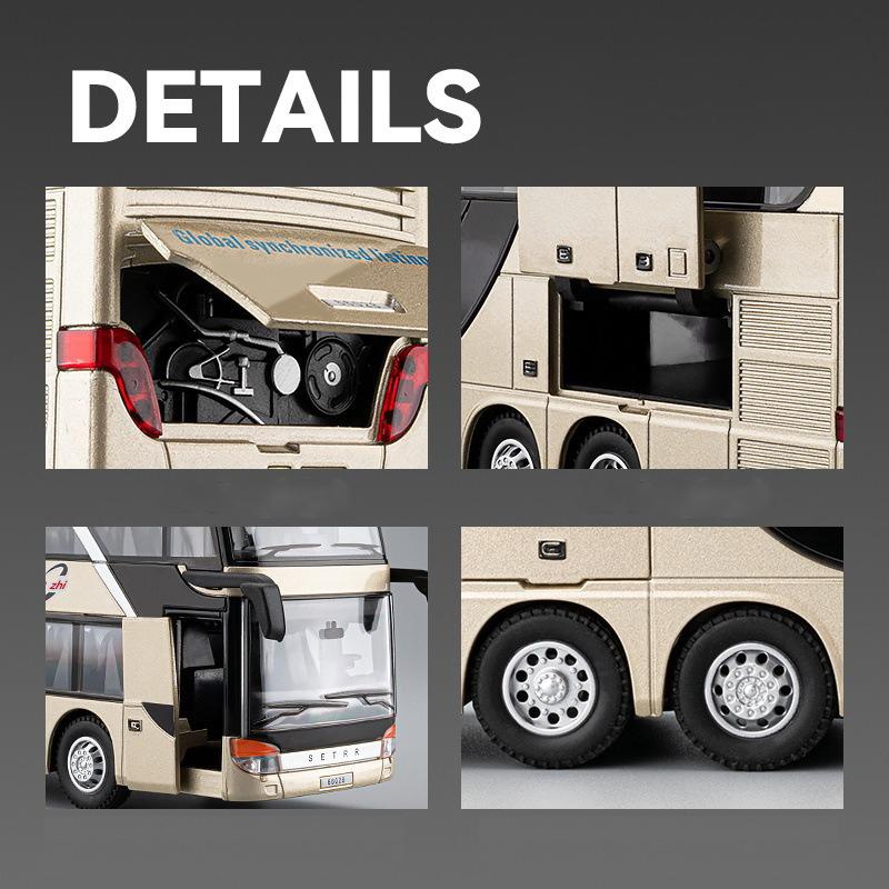 1/50 SETRA autobus autíčko pro chlapce litý kovový model pro děti stahovací miniatura zvukové světlo vzdělávací kolekce dárek pro dítě