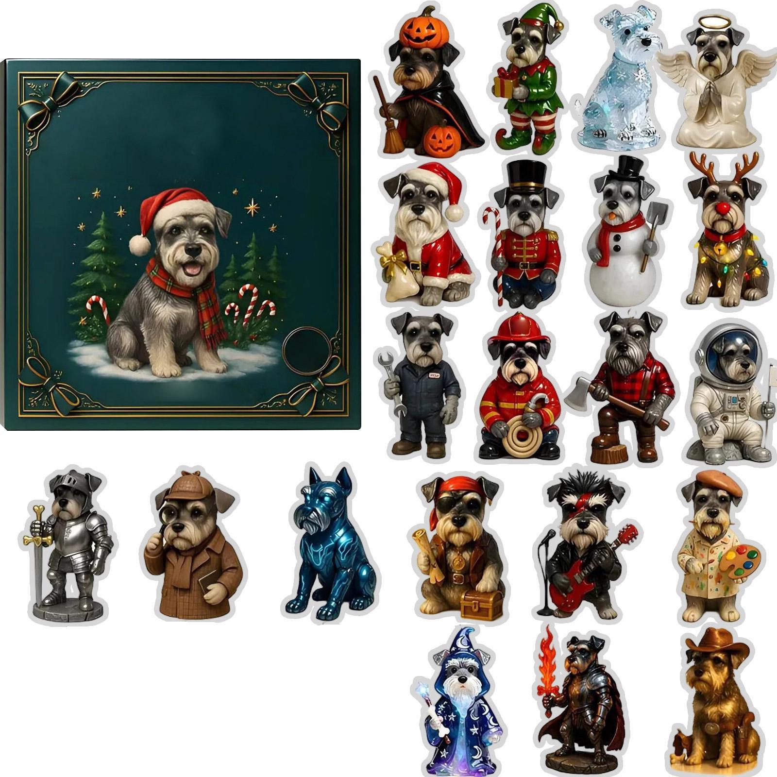 

Адвент-календарь Шнауцера, 2D акриловая фигурка, украшение для рождественской елки, подходит для рождественских украшений One Size