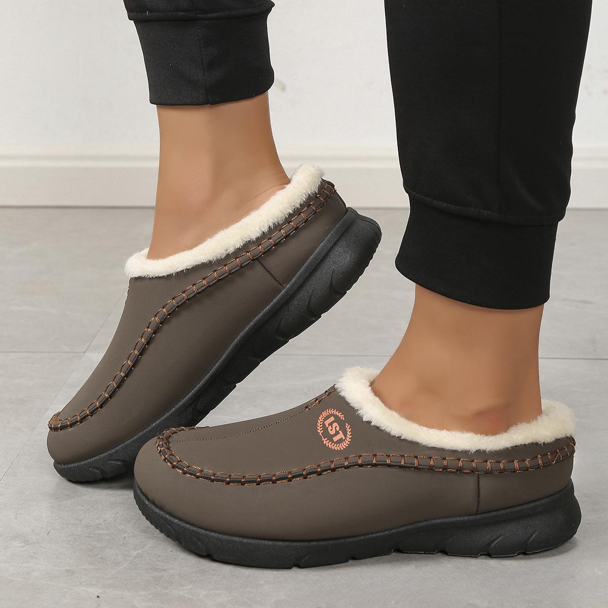 Осенние и зимние меховые хлопковые тапочки Home Cave Shoes Женские хлопковые тапочки 46 — фото 4