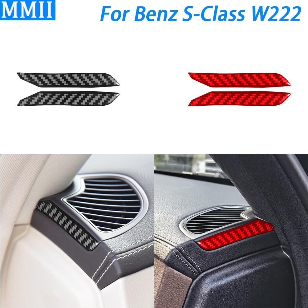 For Benz S-Class W222 2013-2020 Carbon Fiber Dashboard Air Vent Outlet Side Panel Cover Trim Car Interior Accessories Sticker