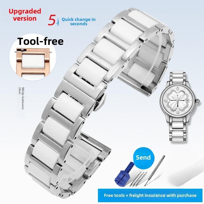 Curea de ceas din ceramică aur roz la modă 12mm 14mm 16mm 17mm 18mm 20mm Bărbați Femei Universal Quick WatchBand Brățară din oțel inoxidabil