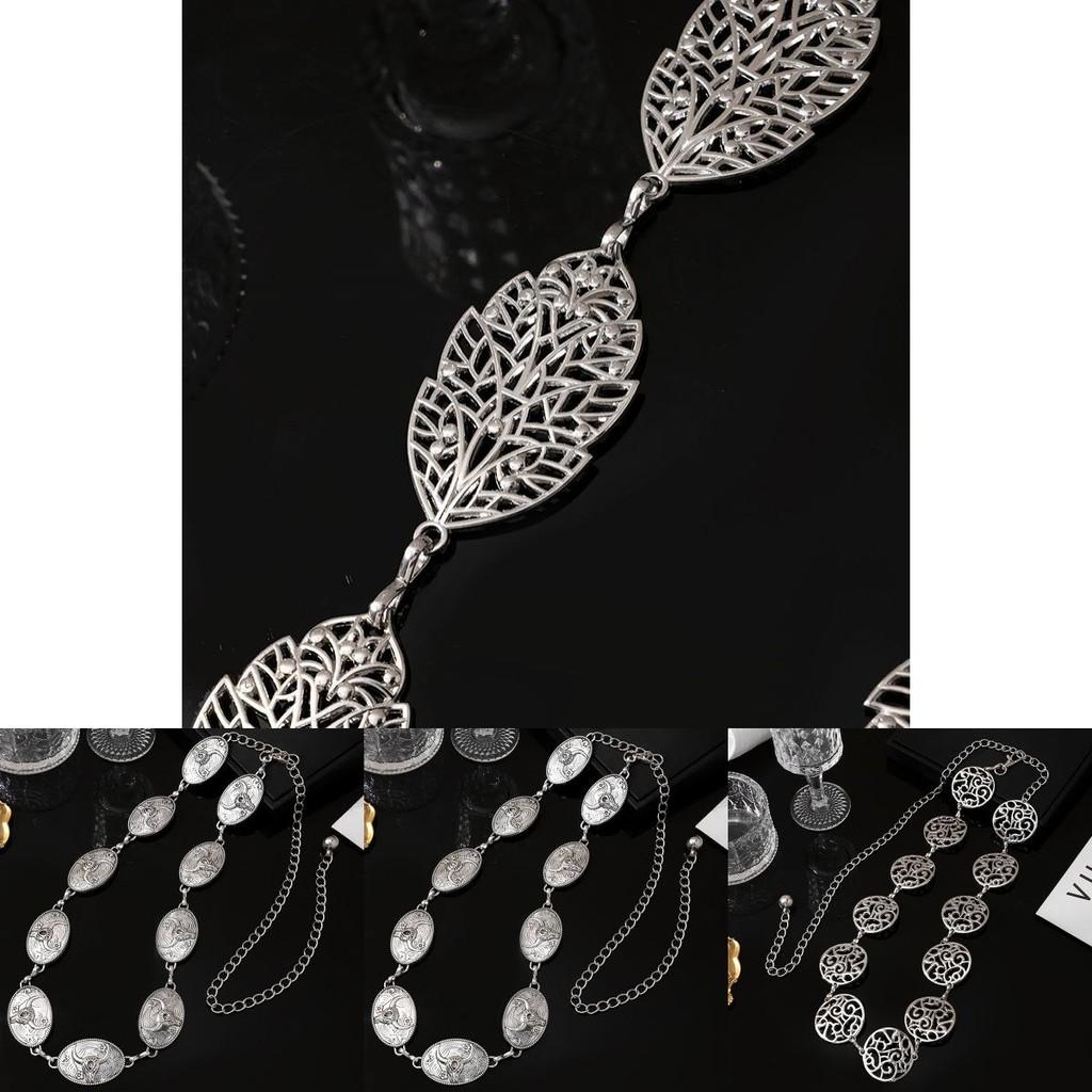 Vintage Boho Metal Waist Belt With Hollow Leaf Design For Summer Fashion