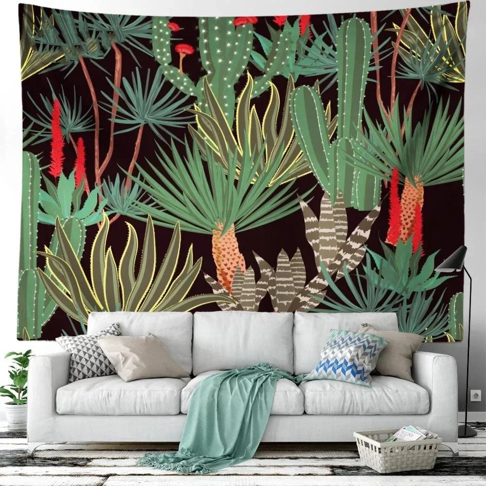 Room Decoration Bedroom Aesthetic Green Plant Flower Tapestry Tropical Plant Series Hanging Landscape Flower Indoor Tapestry