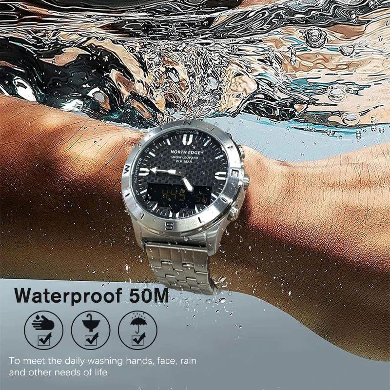 NORTH EDGE Men's Sports Digital Watches Business Luxury Watch For Men Waterproof 50M Altimeter Barometer Compass Luminous Clock