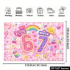 2D plane, 6 rotations, 7-year-old birthday party backdrop fabric, pink and purple glittering powder theme, polyester material