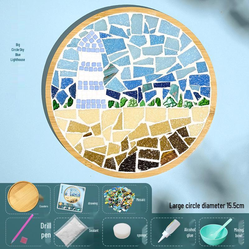 DIY Large Mosaic Coaster Kit: Creative Glass Sticker Pack for Adults & Kids