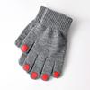 Women Knitted Gloves Winter Gloves with Red Nails Thickened Warm Full Finger Gloves for Daily Outings Skiing Cycling