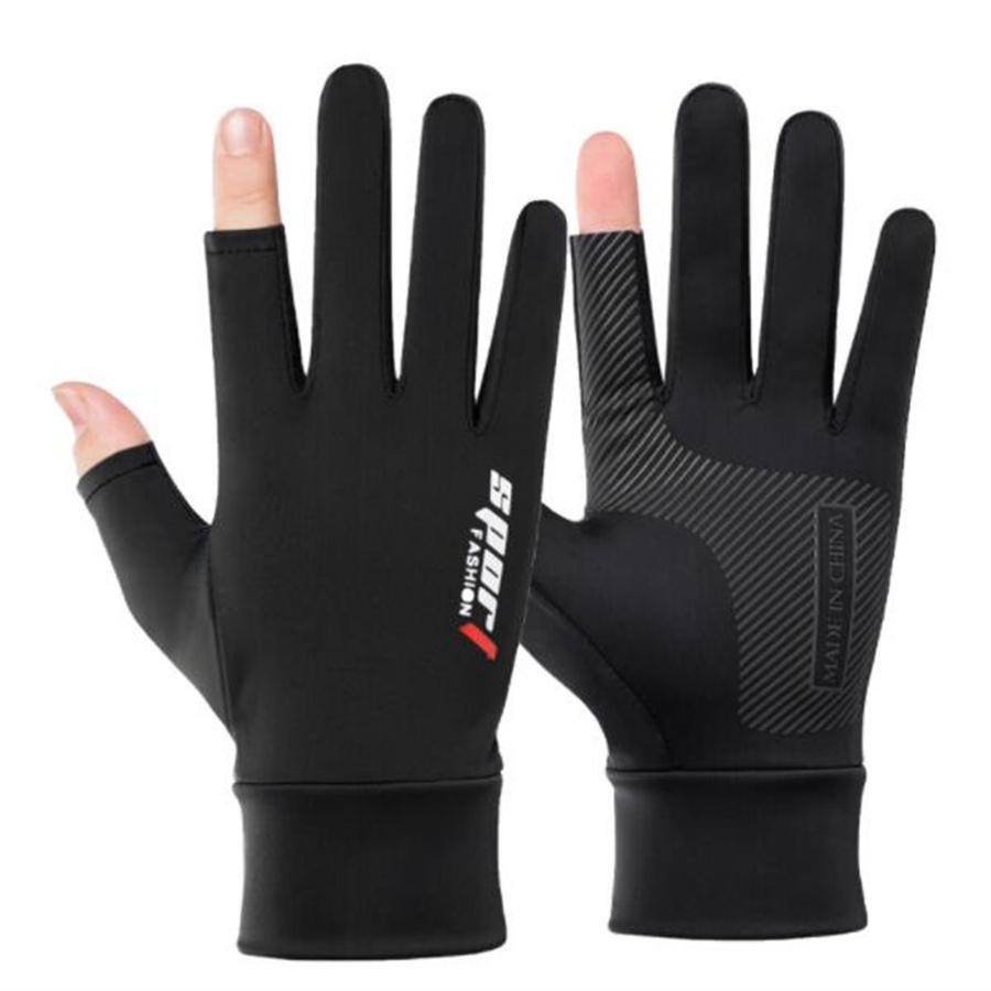 

2-Finger Exposed Touchscreen Gloves, Anti-Slip Breathable UV Protection Sports Gloves L чёрный