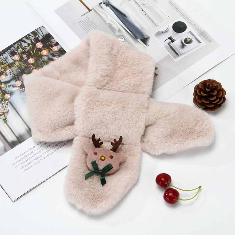 Children'S Scarf Winter Cartoon Plush Children'S Scarf Boys And Girls Warm Cross Imitation Rabbit Hair Children'S Neck