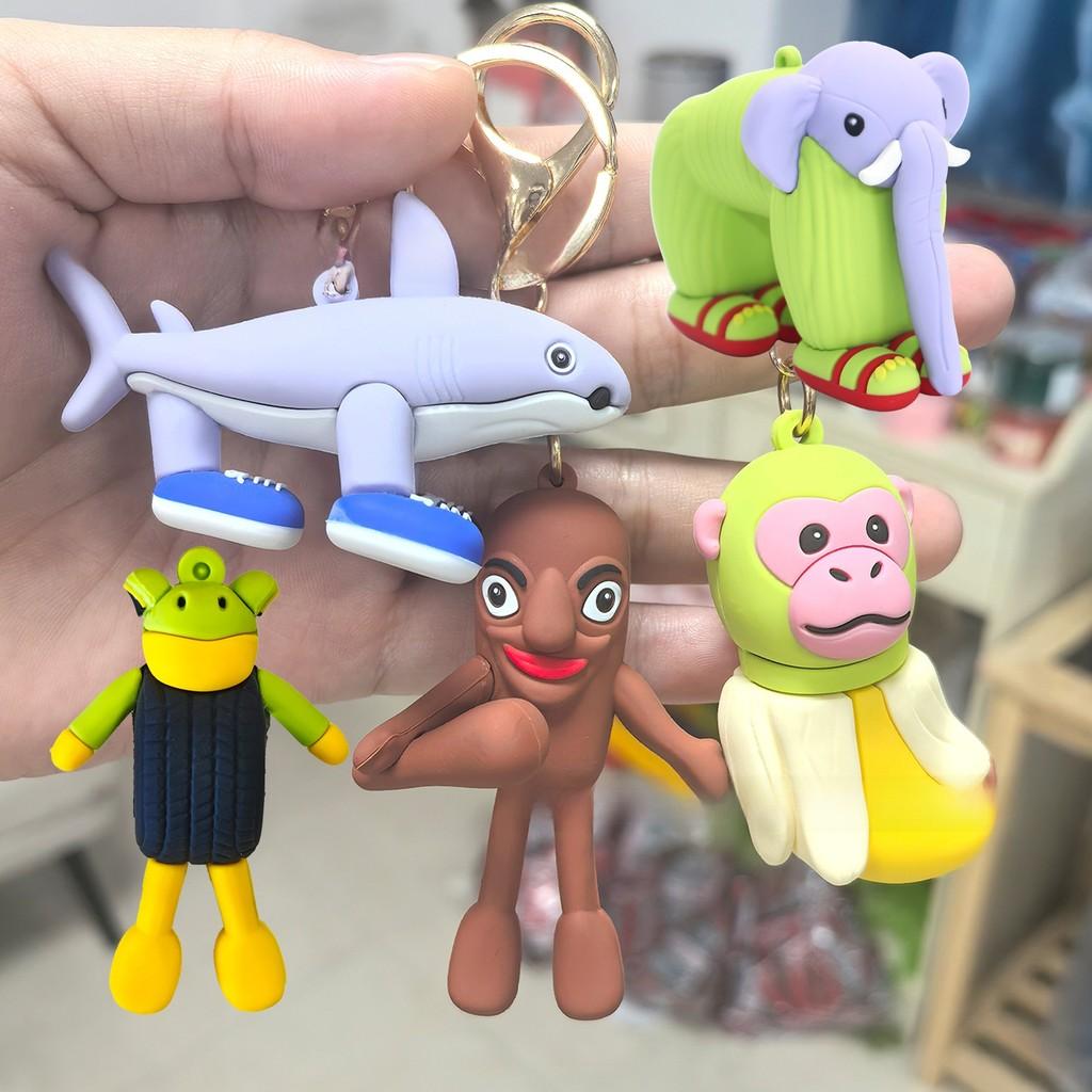 Al Italian Brainrot Tungtungtung Sahur Keychain Shark Cartoon Figure Toy Pendant