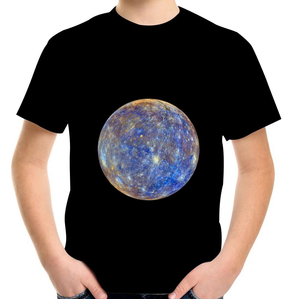 Летняя детская футболка для подростков 4-20 лет с принтом «Планета Земля Луна Галактика» — фото 18