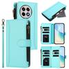 For OnePlus Ace 5 Pro 5G/OnePlus 13R 5G Leather Case 9 Card Slots Zipper Wallet Stand Phone Cover with Wrist Strap