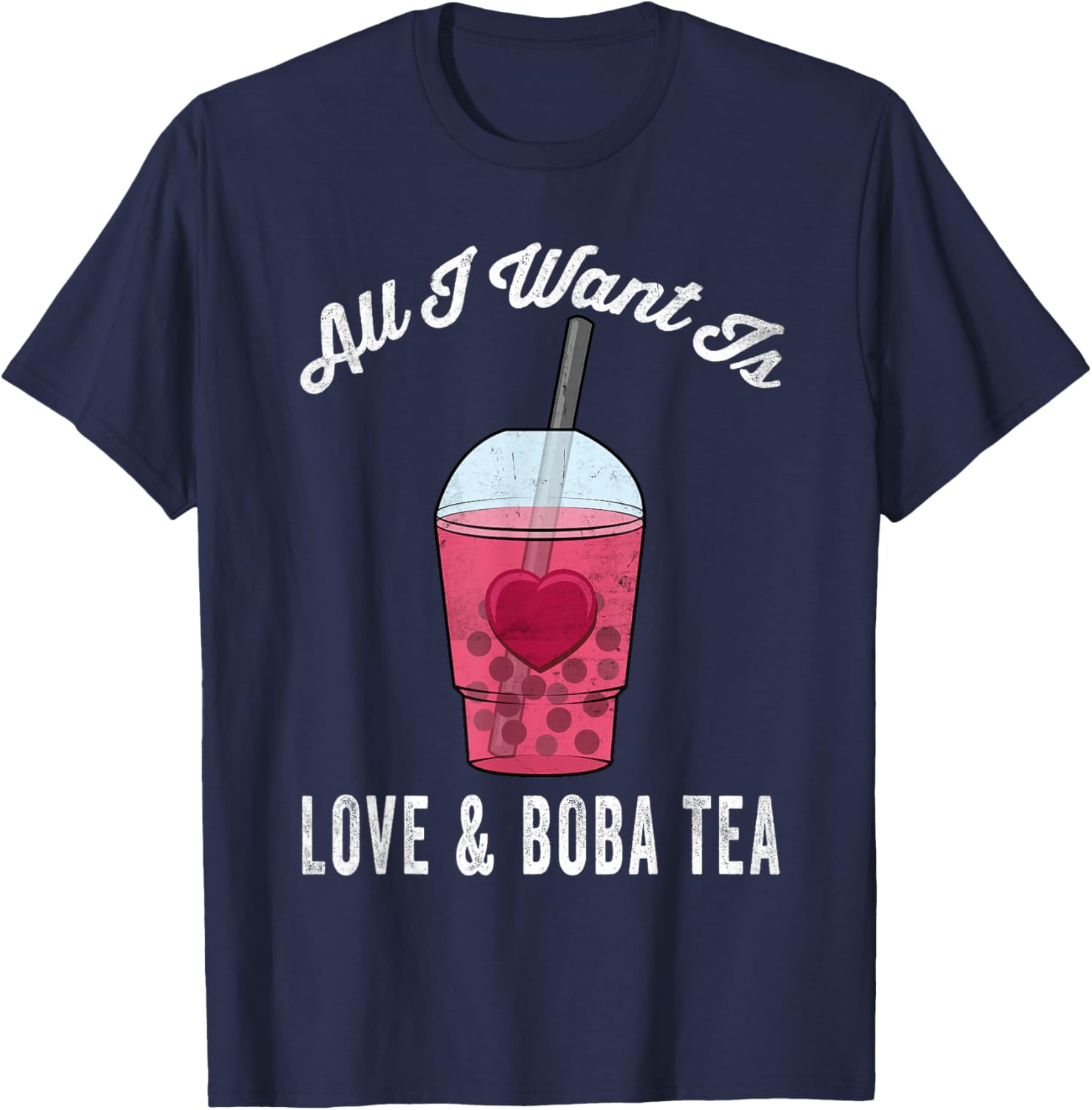 Love and Boba Tea Graphic Tee Funny Drink Lover Casual Short Sleeve T-Shirt 4XL